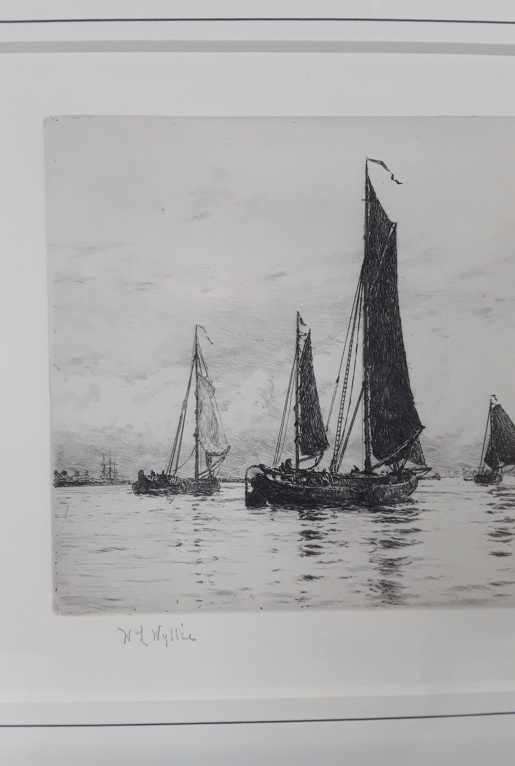 William L. Wyllie Signed Etching of Sailing Boats In Portsmouth Harbour - Image 2