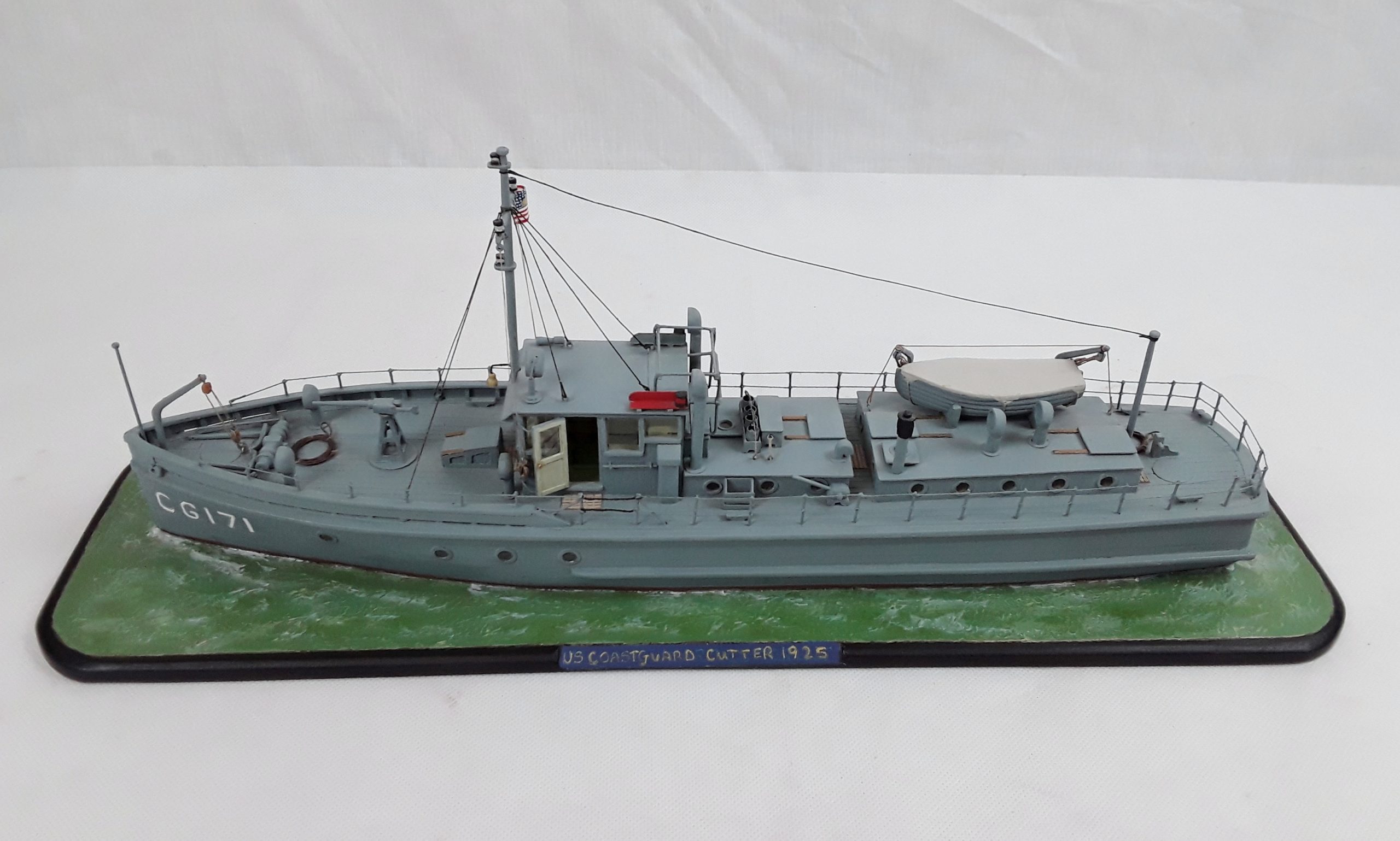 Scratch Built Waterline Model Boat of US Coastguard Cutter CG171 Circa 1925
