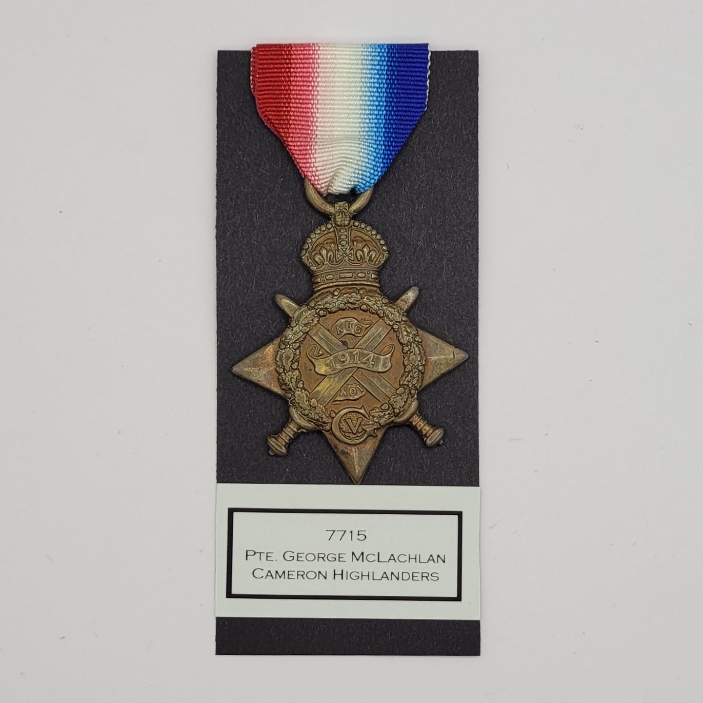 WW1 Mons Star to 7715 Private George McLachlan of the Cameron Highlanders Wounded