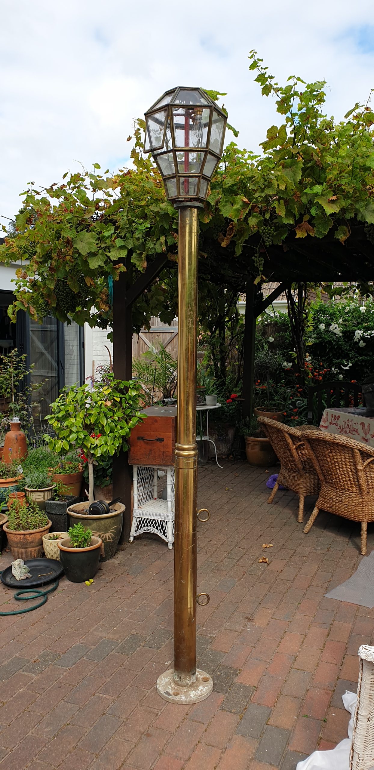 A Pair Of Early 20th Century Brass Lamp Posts From the Gates of Malta