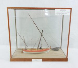 Cased Model Of A Portuguese Felucca In 1/50th Scale