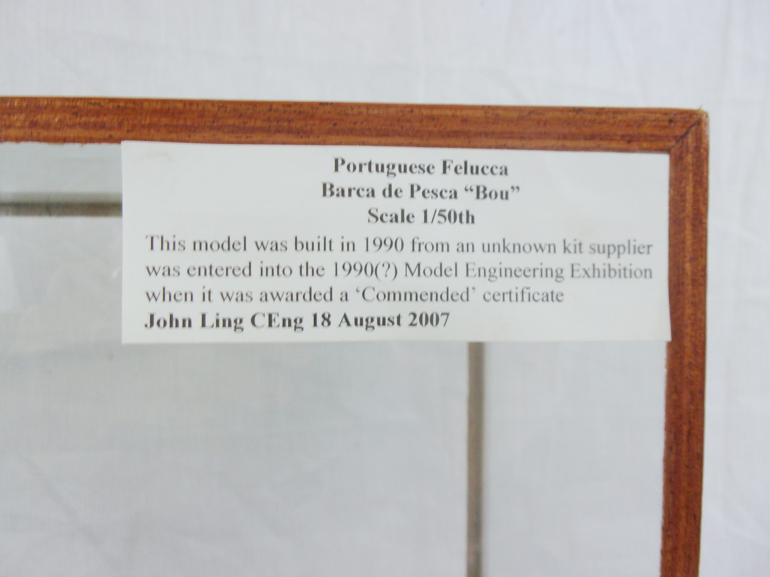 Cased Model Of A Portuguese Felucca In 1/50th Scale - Image 10