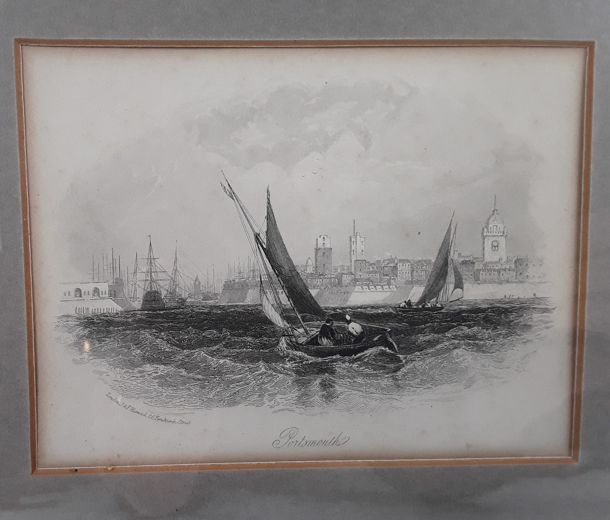 Framed Circa 1843 Print Of The Entrance To Portsmouth Harbour By J And F Harwood - Image 5