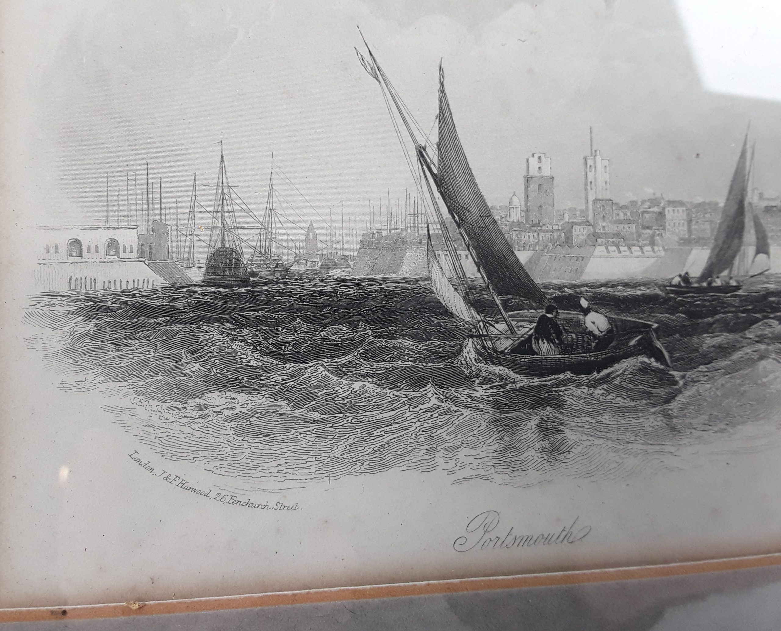 Framed Circa 1843 Print Of The Entrance To Portsmouth Harbour By J And F Harwood - Image 4