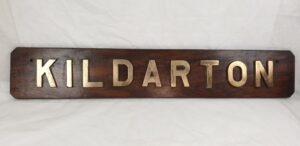 HMS Kildarton 1956 M1162 Ton Class Mine Sweeper Nameboard