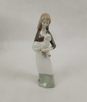 Lladro Nao Figurine of Girl With Lamb