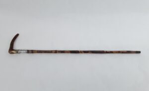1897 Late Victorian Silver Collared Bamboo And Antler Walking Cane
