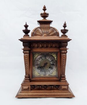 Late Victorian German Badische Uhrenfabrik Oak Bracket Clock