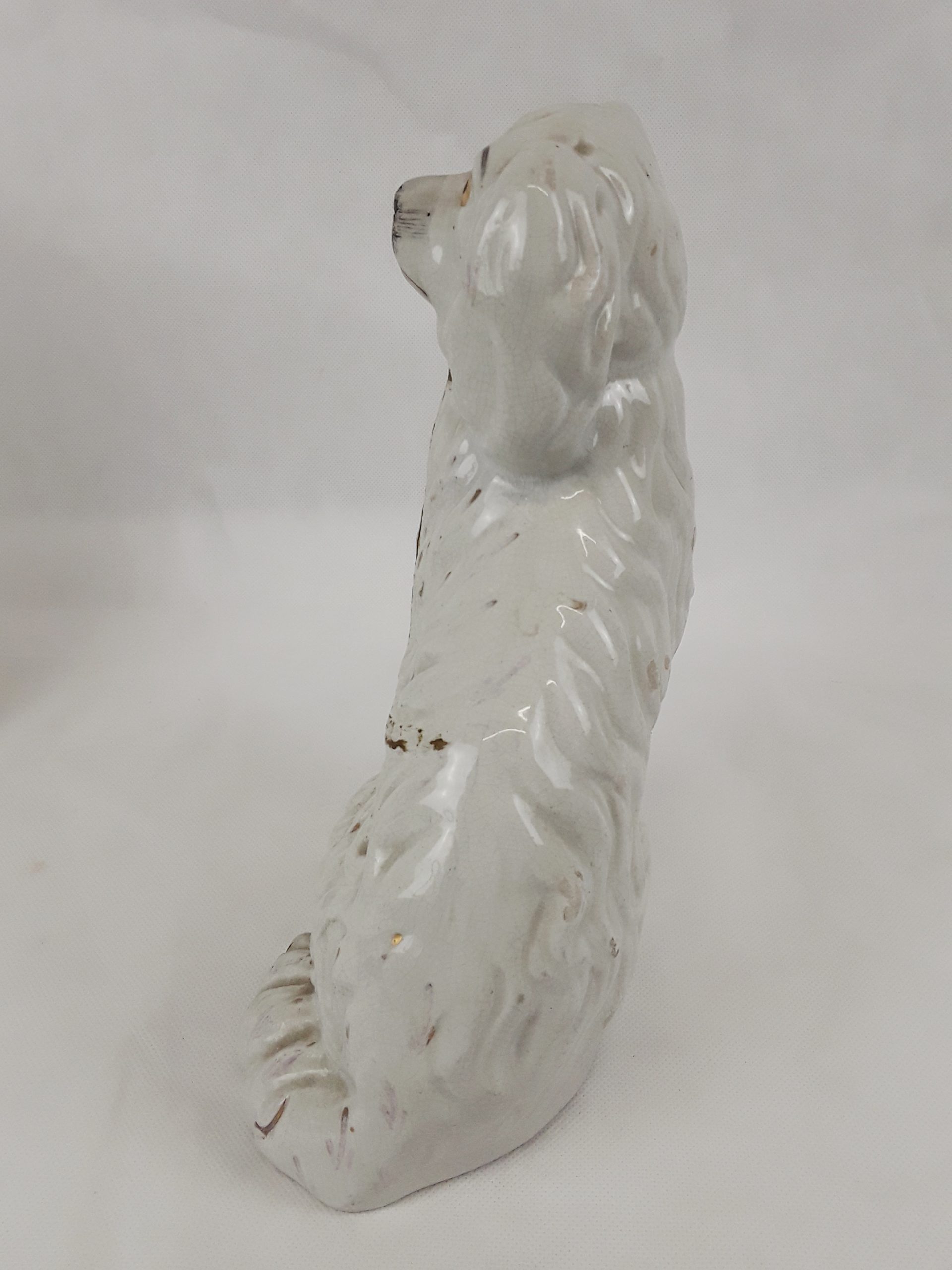 Victorian White & Gilt Staffordshire Fireside Dog - Image 4