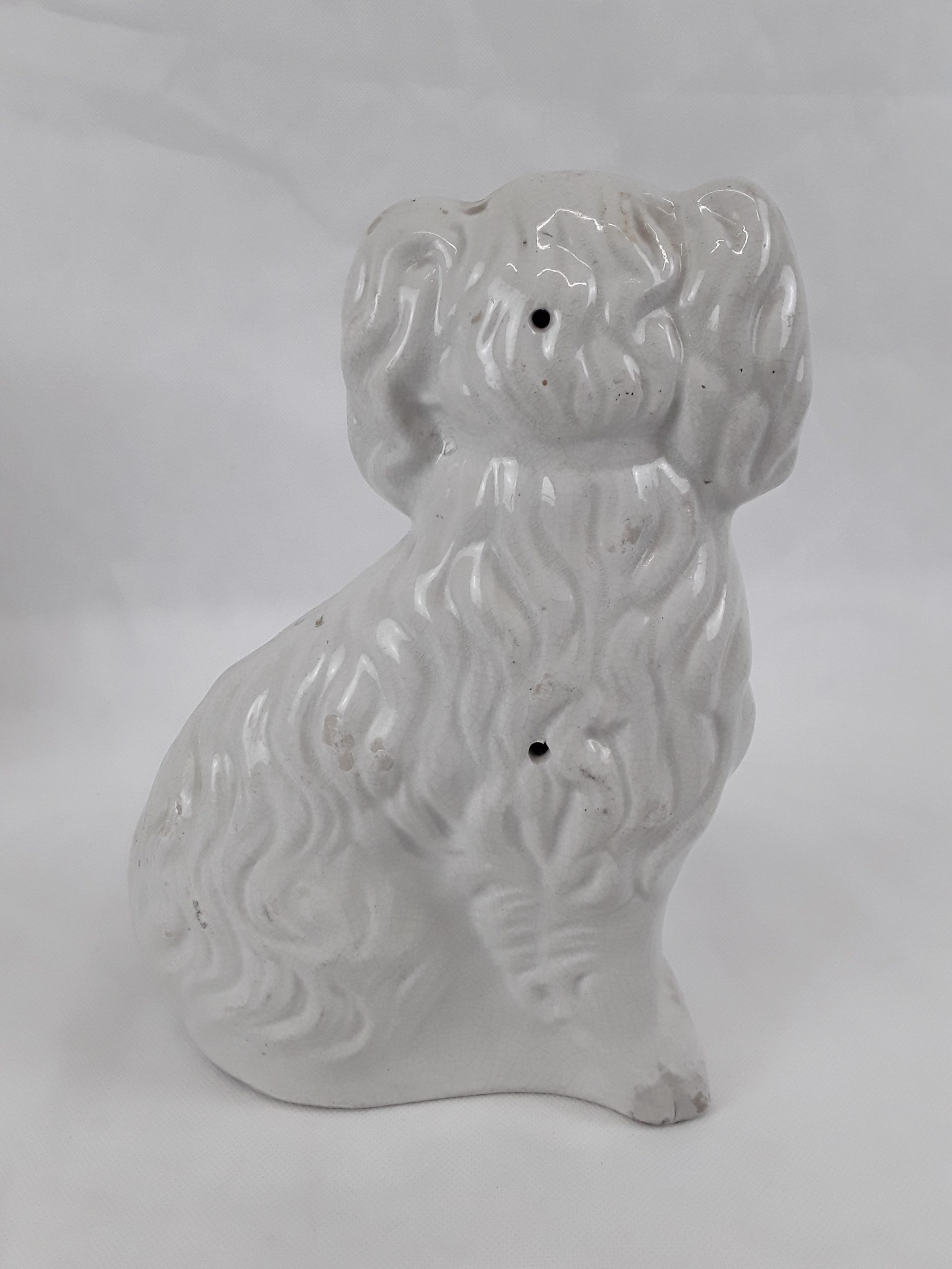 Victorian White & Gilt Staffordshire Fireside Dog - Image 5