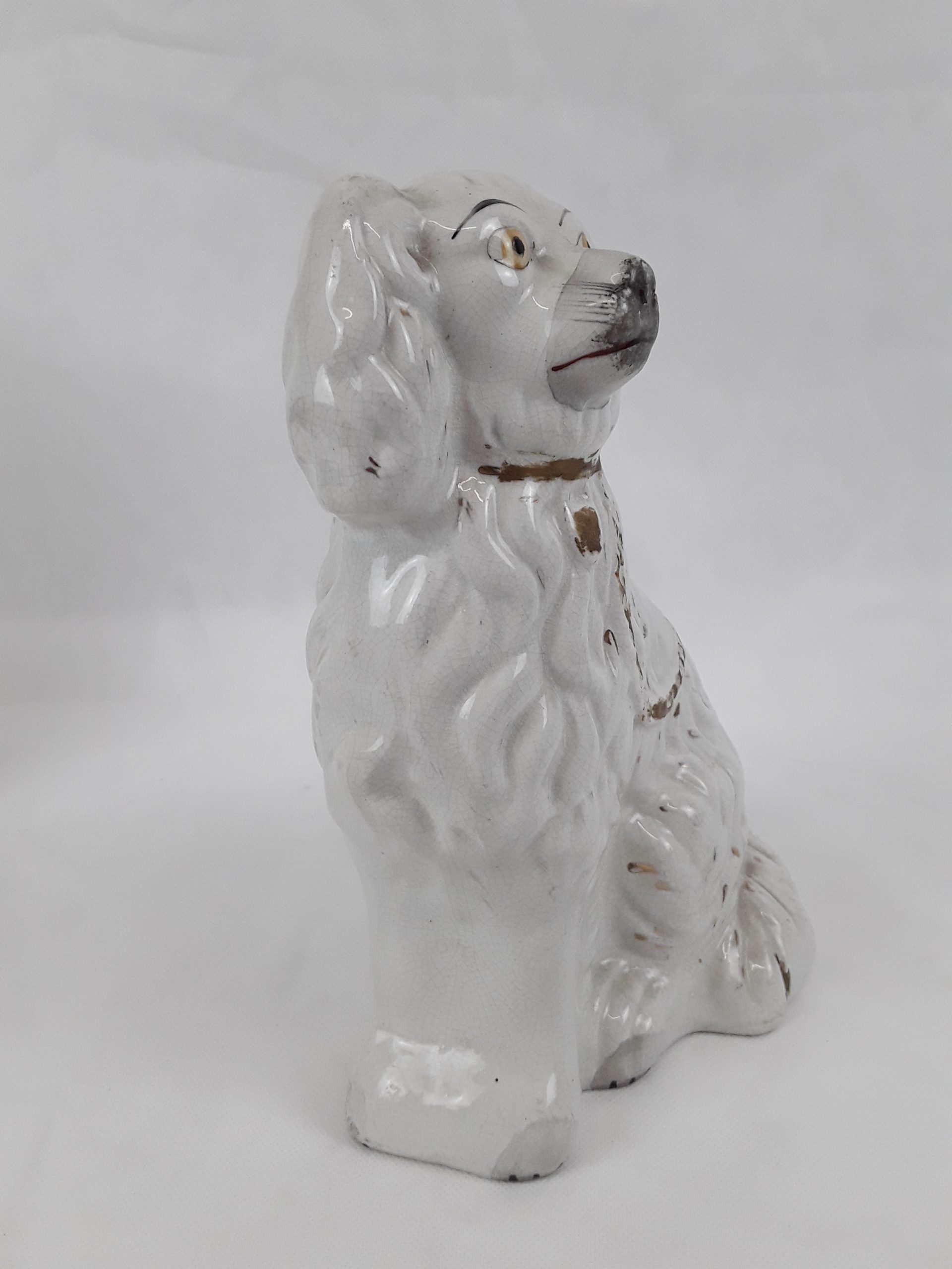 Victorian White & Gilt Staffordshire Fireside Dog - Image 6