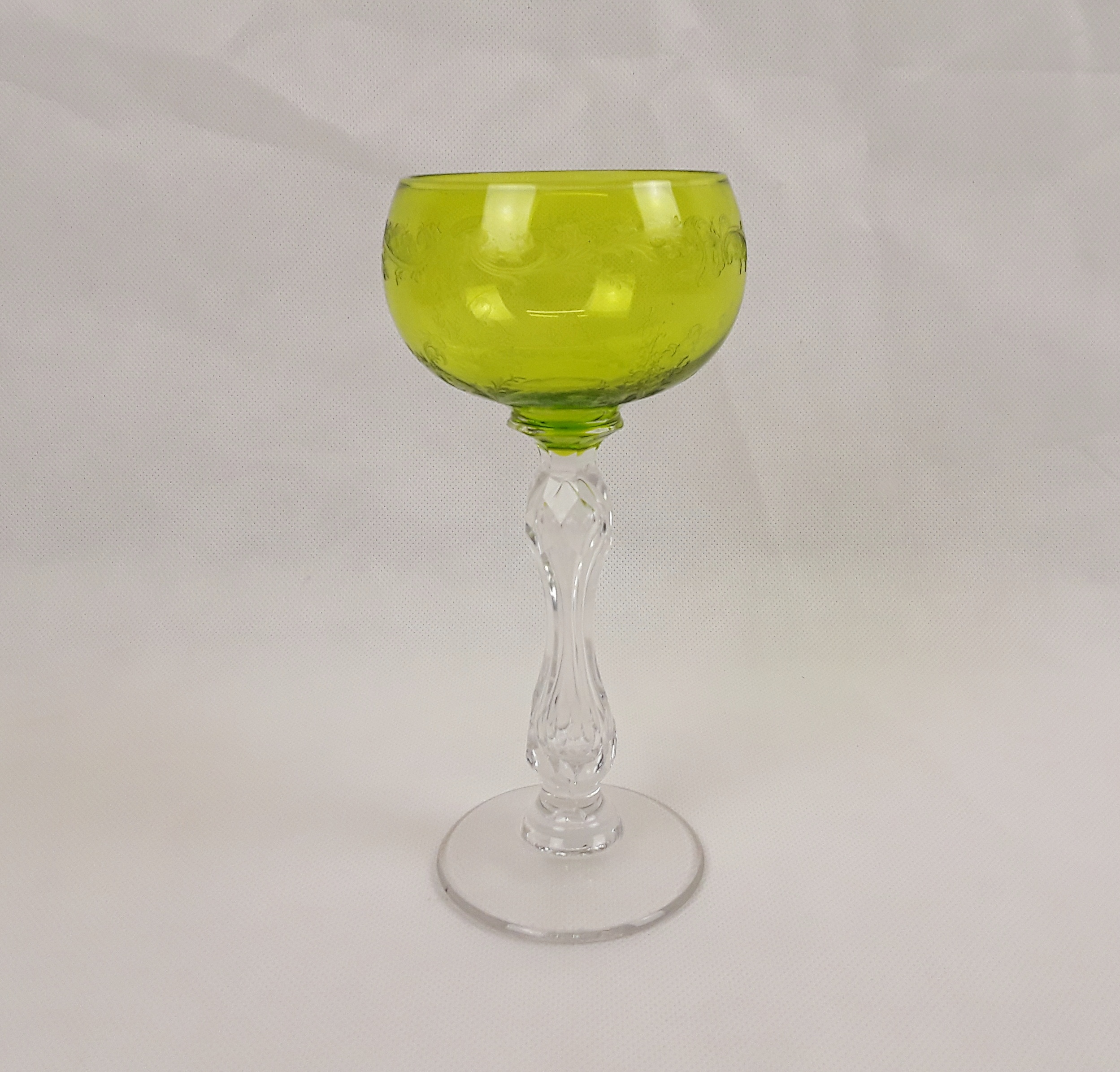 Saint Louis Green Mikado Pattern Wine Glass