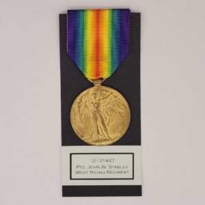 WW1 Victory Medal to 12/21447 Private John W. Stables of the West Riding Regiment