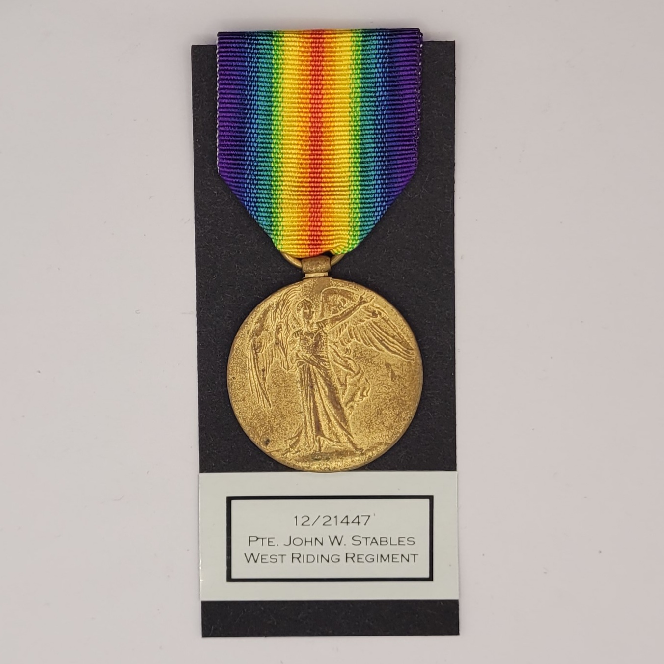 WW1 Victory Medal to 12/21447 Private John W. Stables of the West Riding Regiment