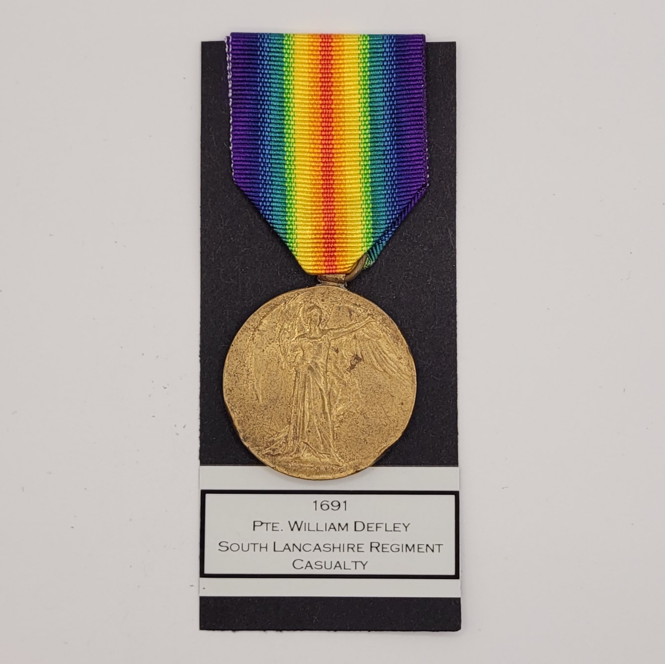 WW1 Victory Medal to 1691 Private William Defley of the South Lancashire Regiment Casualty
