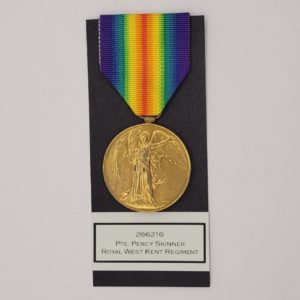 WW1 Victory Medal to 266216 Private Percy Skinner of the Royal West Kent Regiment