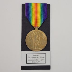 WW1 Victory Medal to 34426 Private Henry Moulden of the Middlesex Regiment Casualty