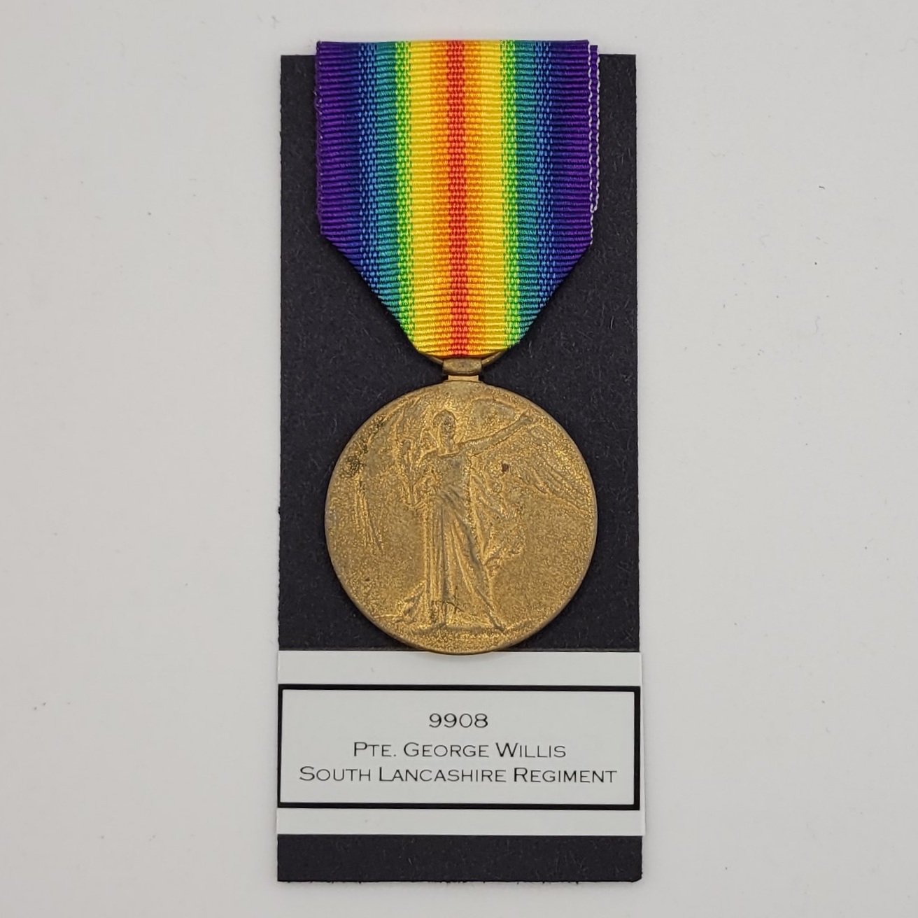 WW1 Victory Medal to 9908 Private George Willis of the South Lancashire Regiment