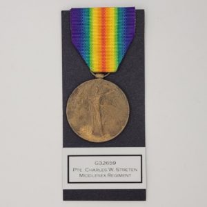 WW1 Victory Medal to G32659 Private Charles W. Streten of the Middlesex Regiment