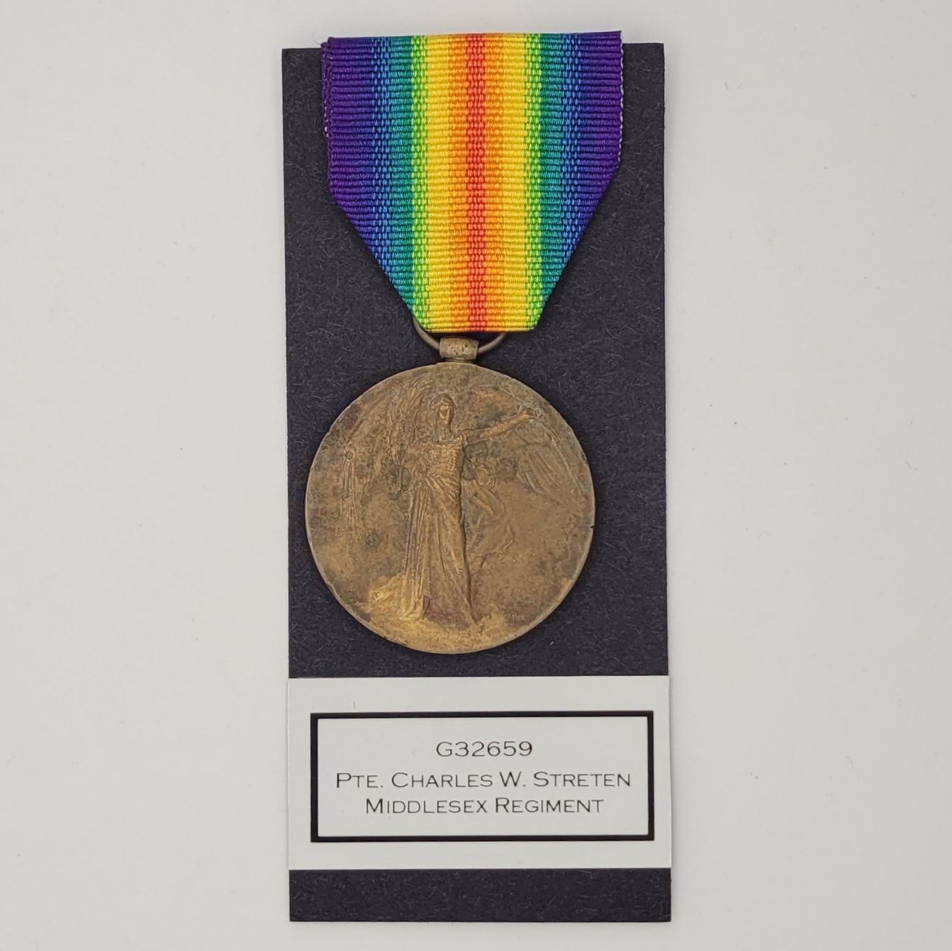 WW1 Victory Medal to G32659 Private Charles W. Streten of the Middlesex Regiment