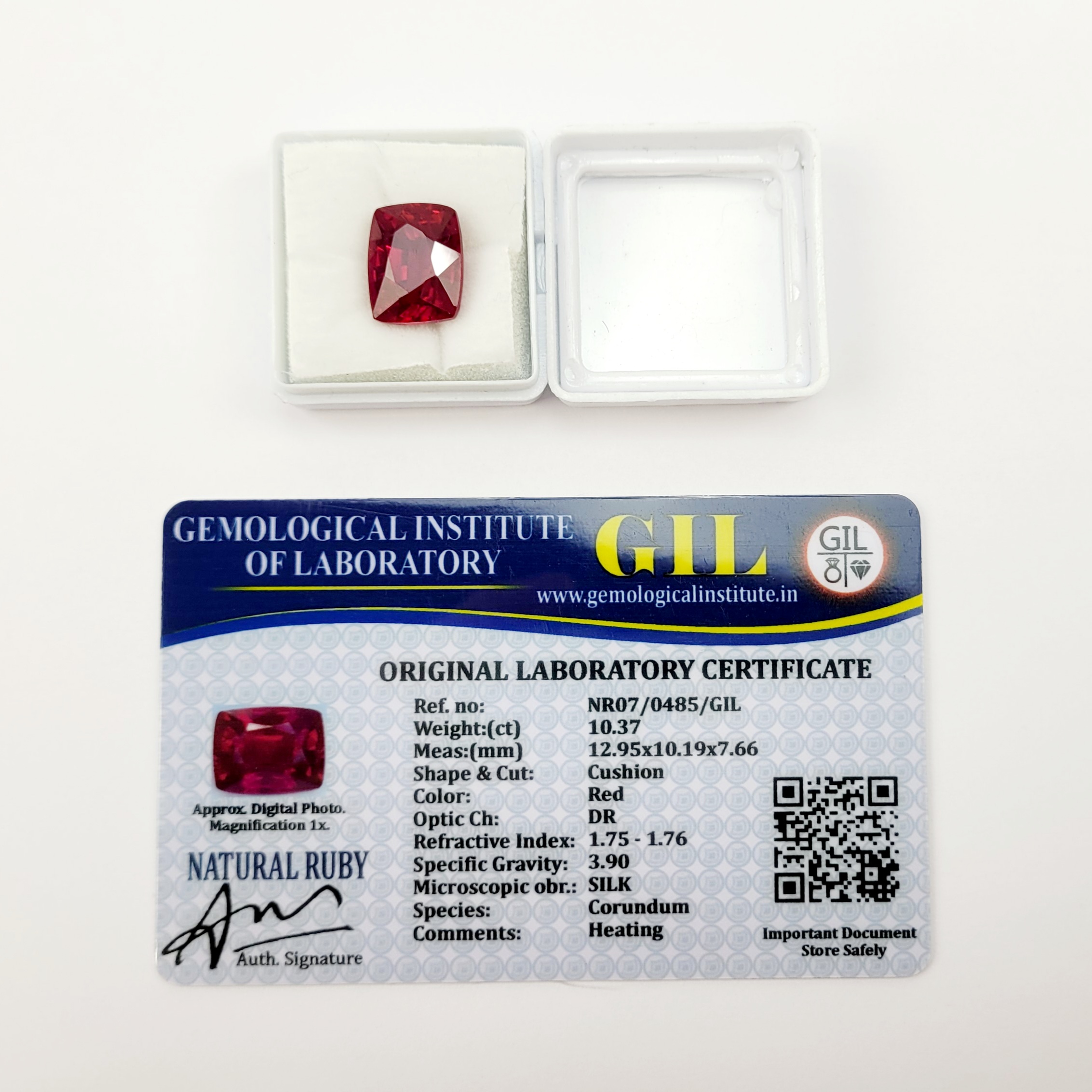 10.37 Carat Heat Treated Natural Ruby With GIL Certificate