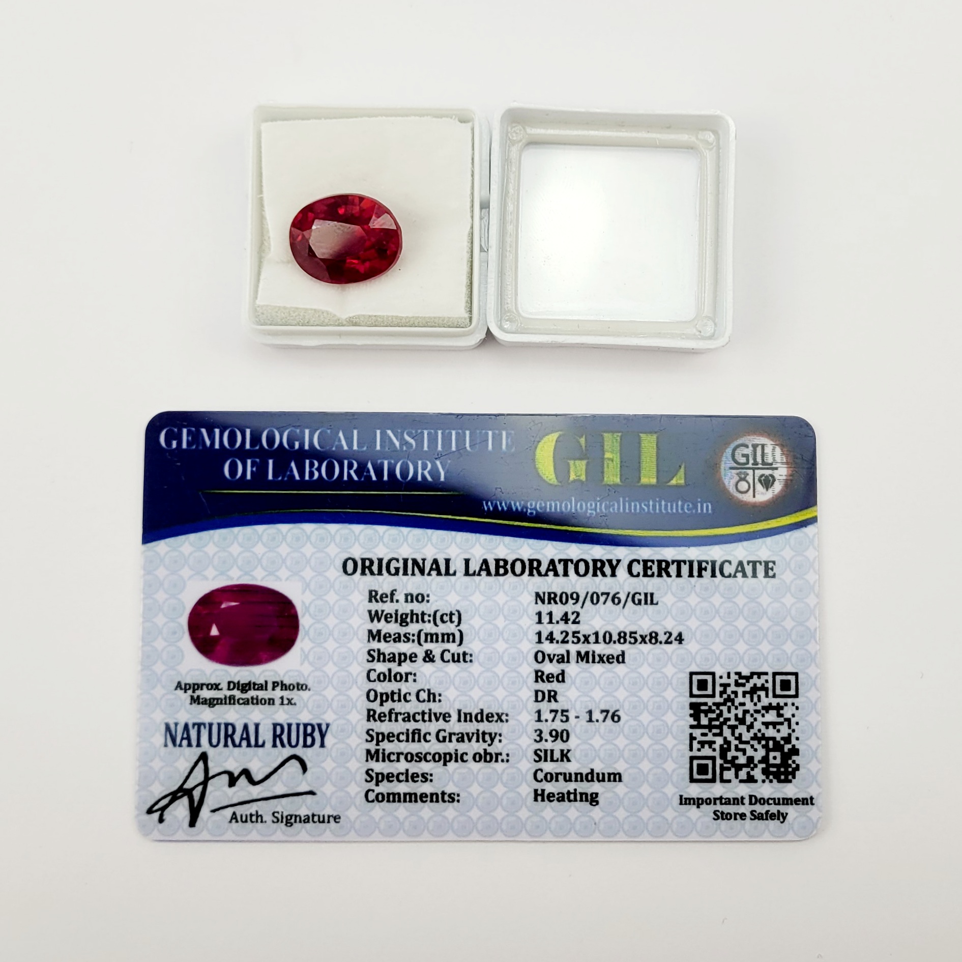 10.52 Carat Heat Treated Natural Ruby With GIL Certificate