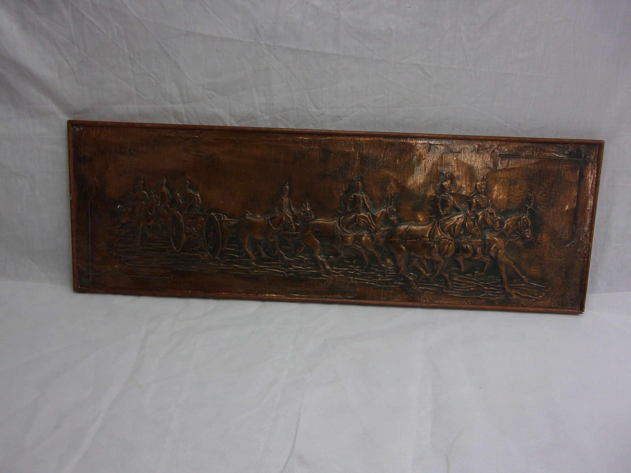 1950's Copper Plaque Of Late 19th Century Horse Artillery