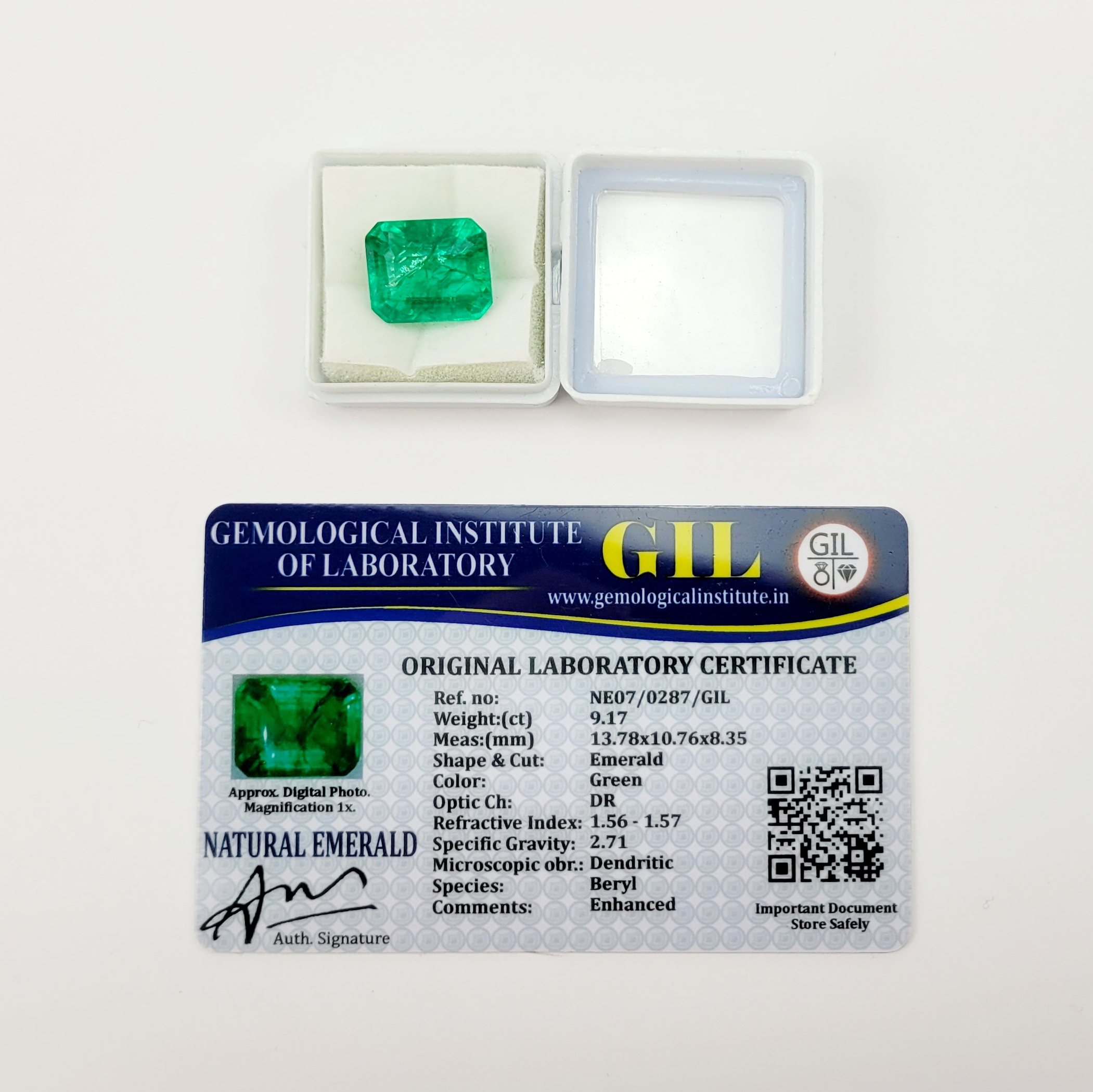 9.17 Carat Colour Enhanced Natural Emerald With GIL Certificate
