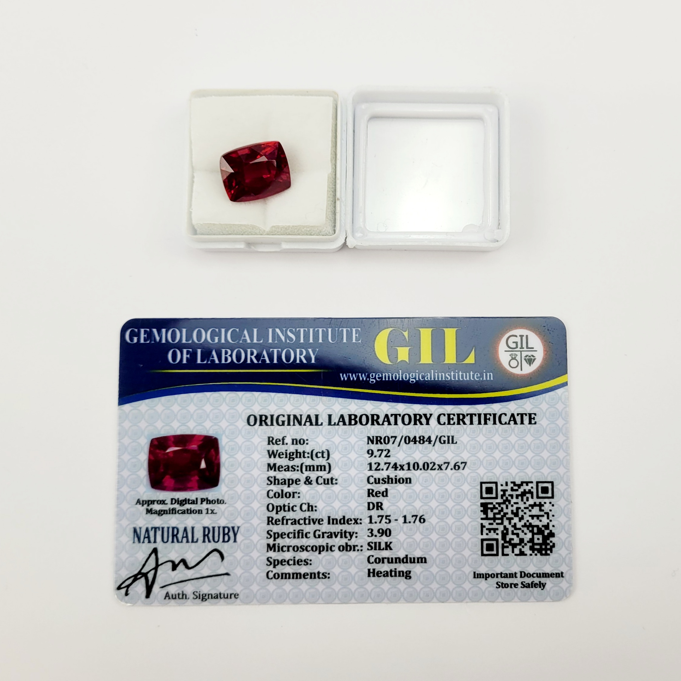 9.72 Carat Heat Treated Natural Ruby With GIL Certificate