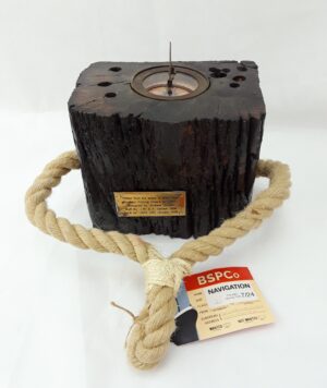 Timber Block with Compass from The Wreck of The Ibex BM27 Fishing Smack 1896-1918 U-Boat Victim