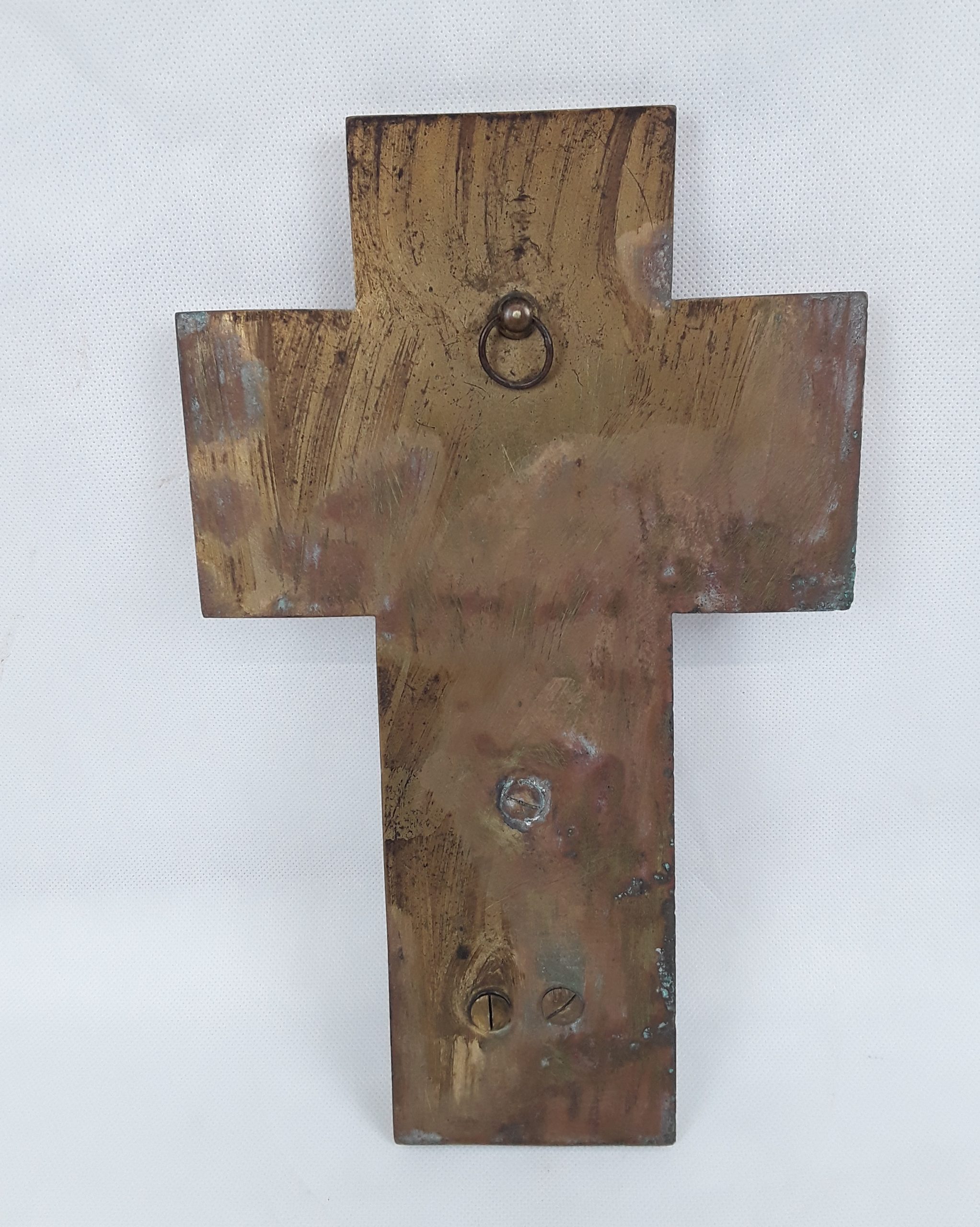 19th Century French Champlevé Enamel & Marble Cross with Font - Image 7