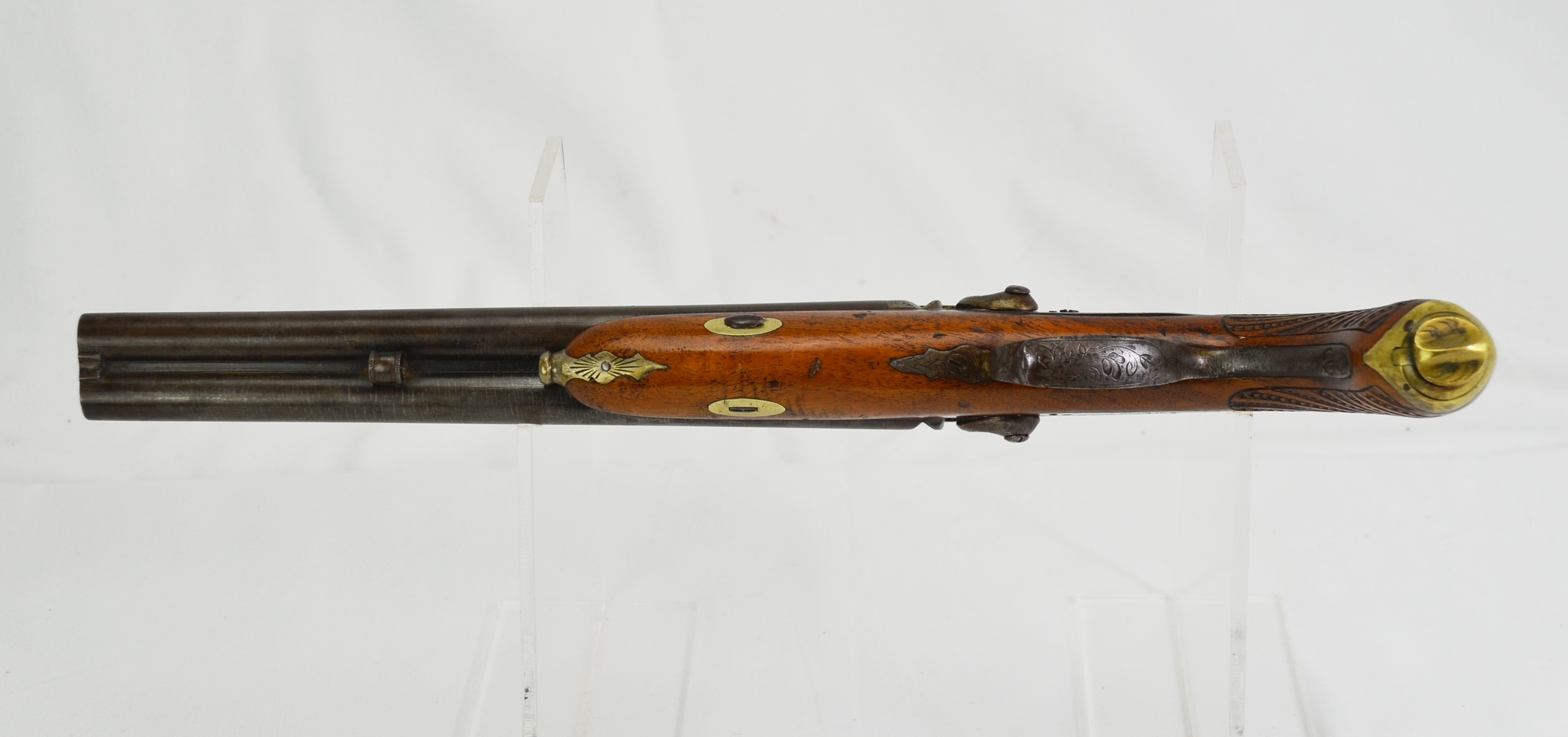 Original 19th Century Belgian Double-Barrel Percussion Pistol - Image 3