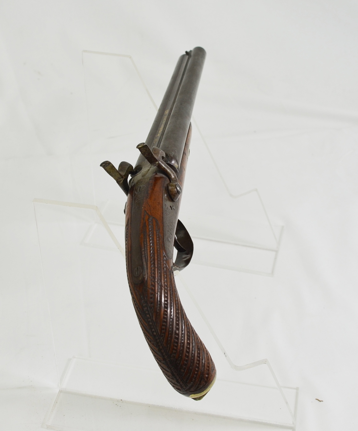 Original 19th Century Belgian Double-Barrel Percussion Pistol - Image 5