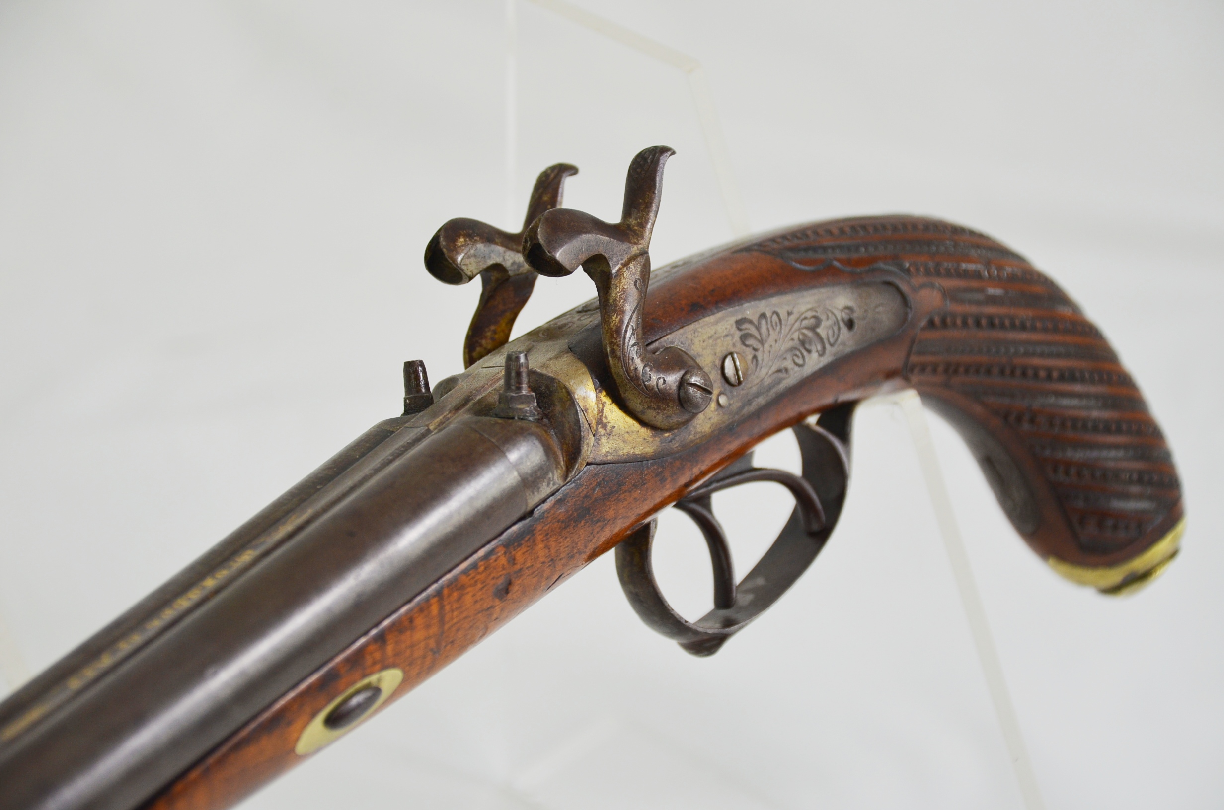 Original 19th Century Belgian Double-Barrel Percussion Pistol - Image 6