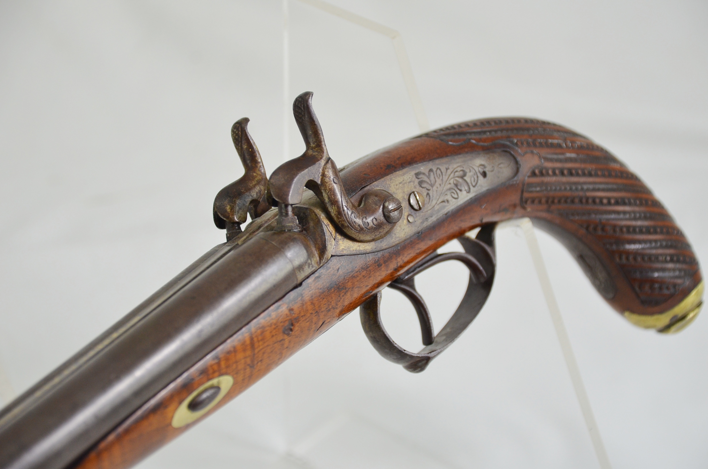 Original 19th Century Belgian Double-Barrel Percussion Pistol - Image 7
