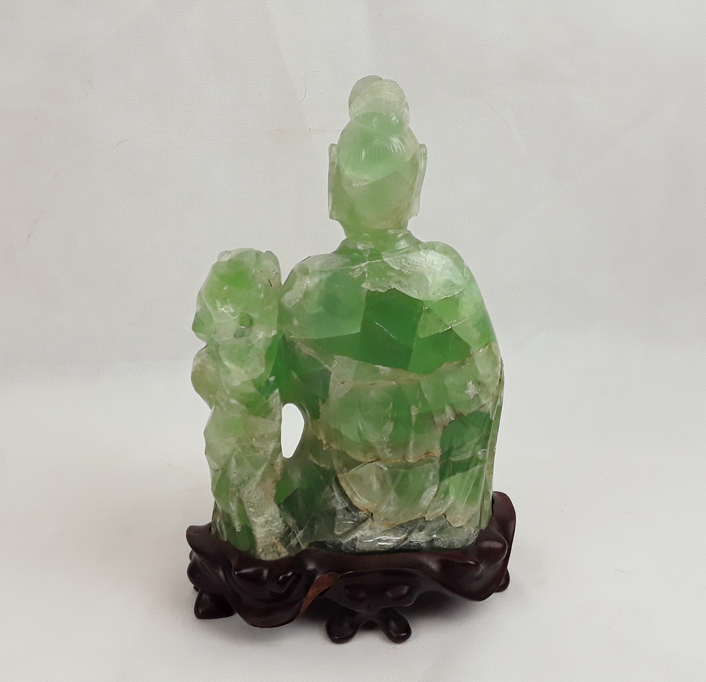 19th Century Chinese Qing Dynasty Fluorite Figure of Guanyin - Image 6