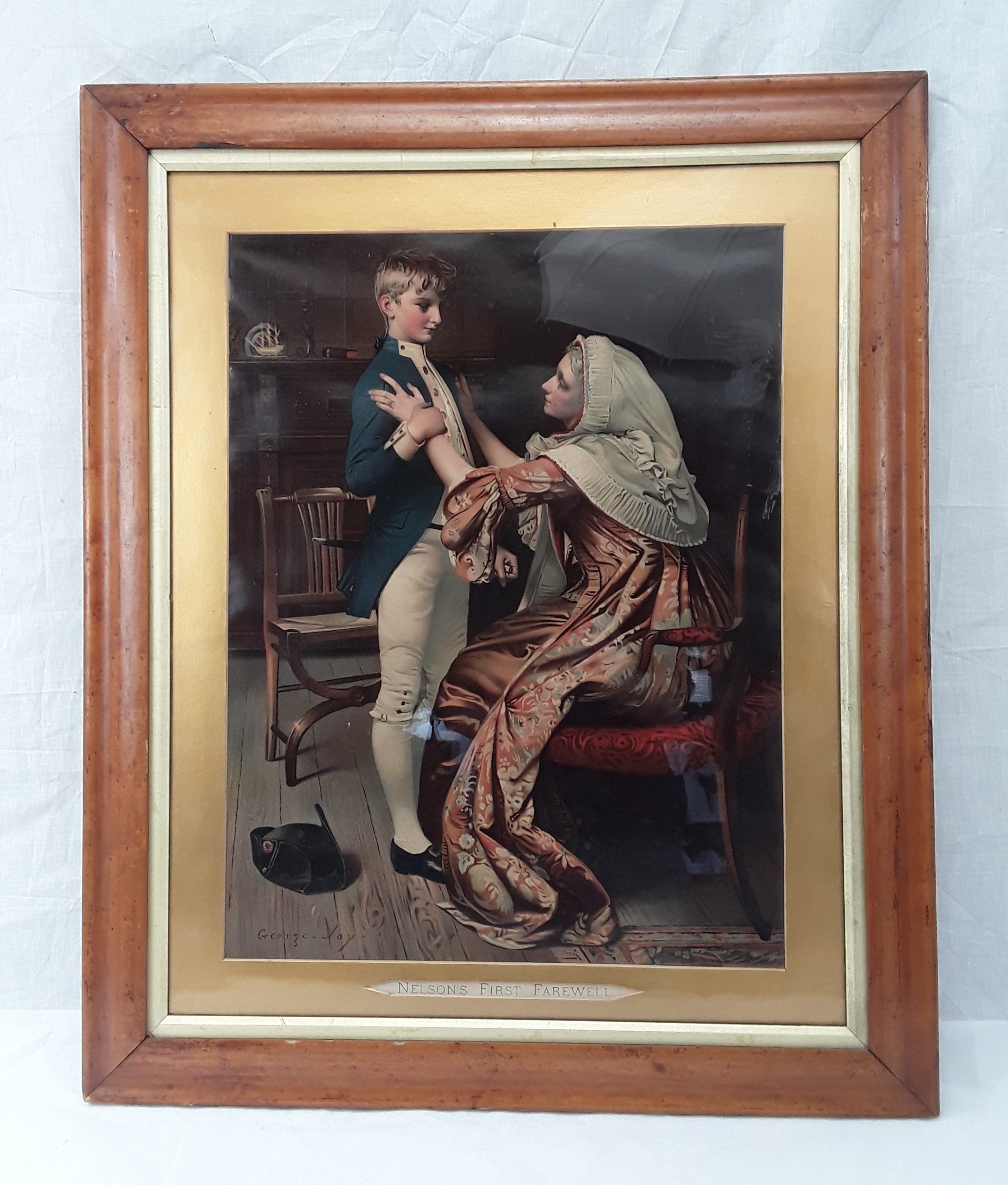Framed Chromolithographic Print ‘Nelson’s First Farewell’ after George W. Joy