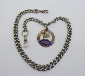 Silver Albert Watch Chain with Railway Union Fob