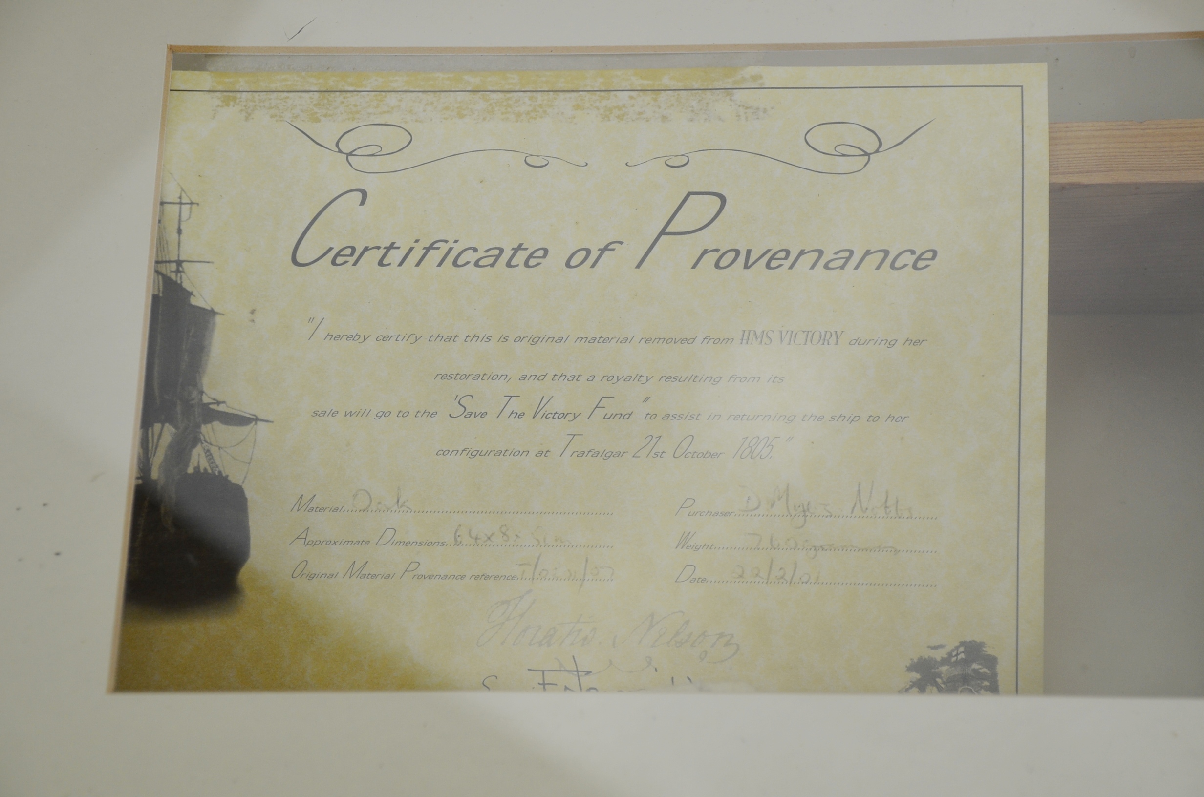 Genuine Oak Relic taken from HMS Victory - Image 4