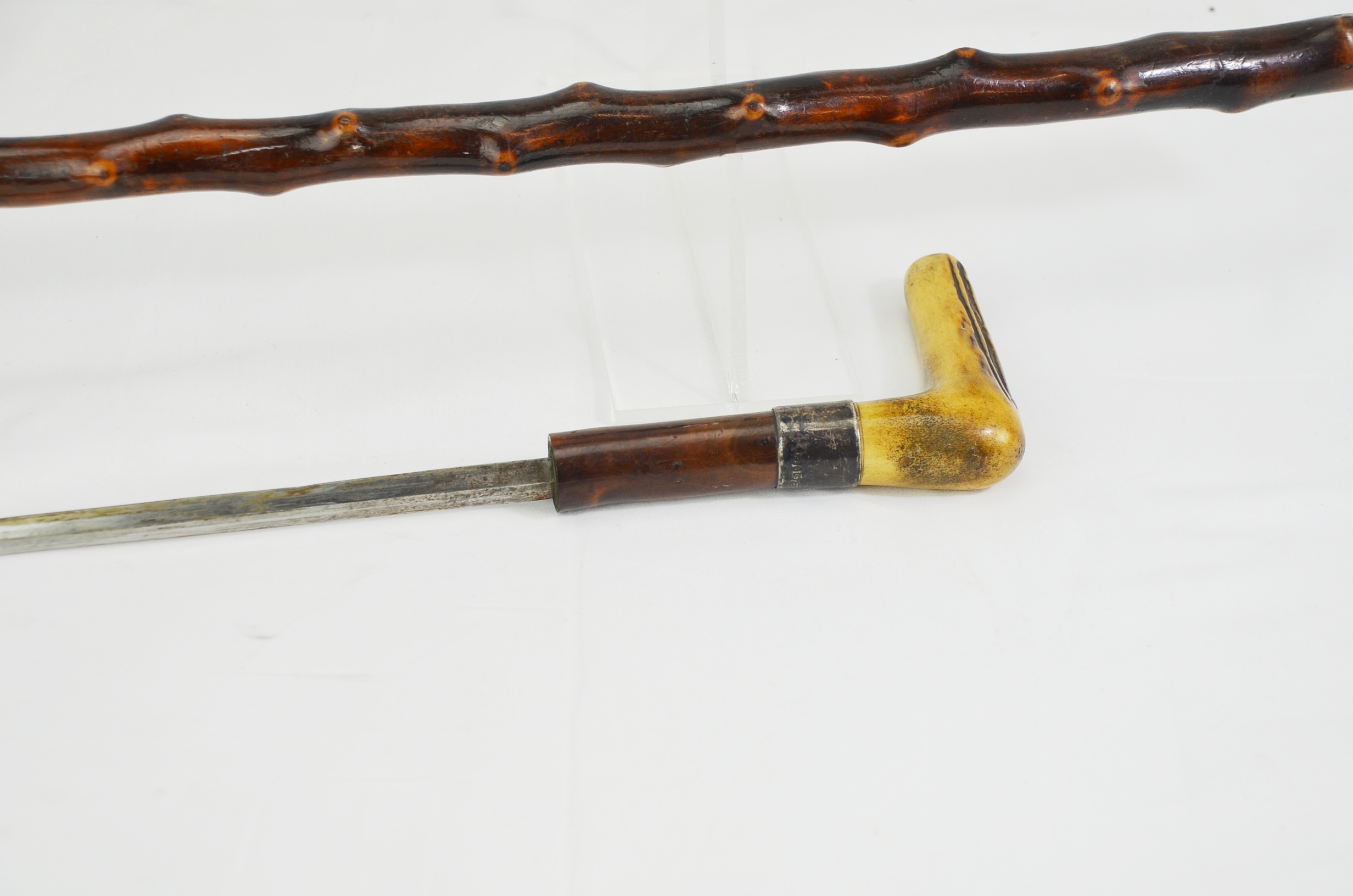 19th Century Antler Handle Short Sword Stick - Image 4