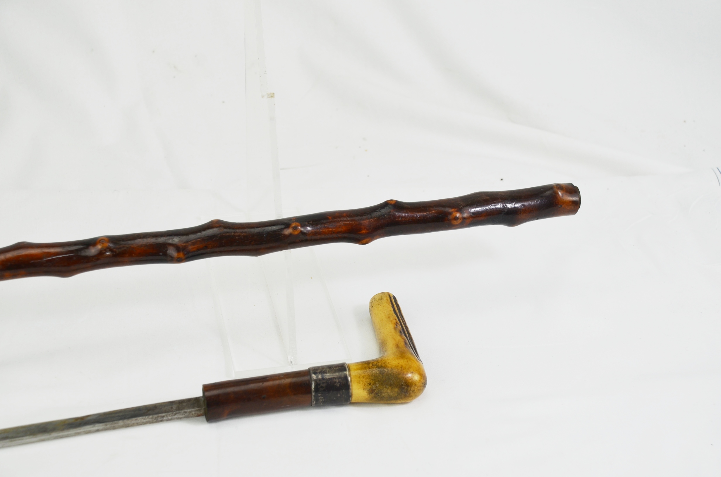 19th Century Antler Handle Short Sword Stick - Image 6