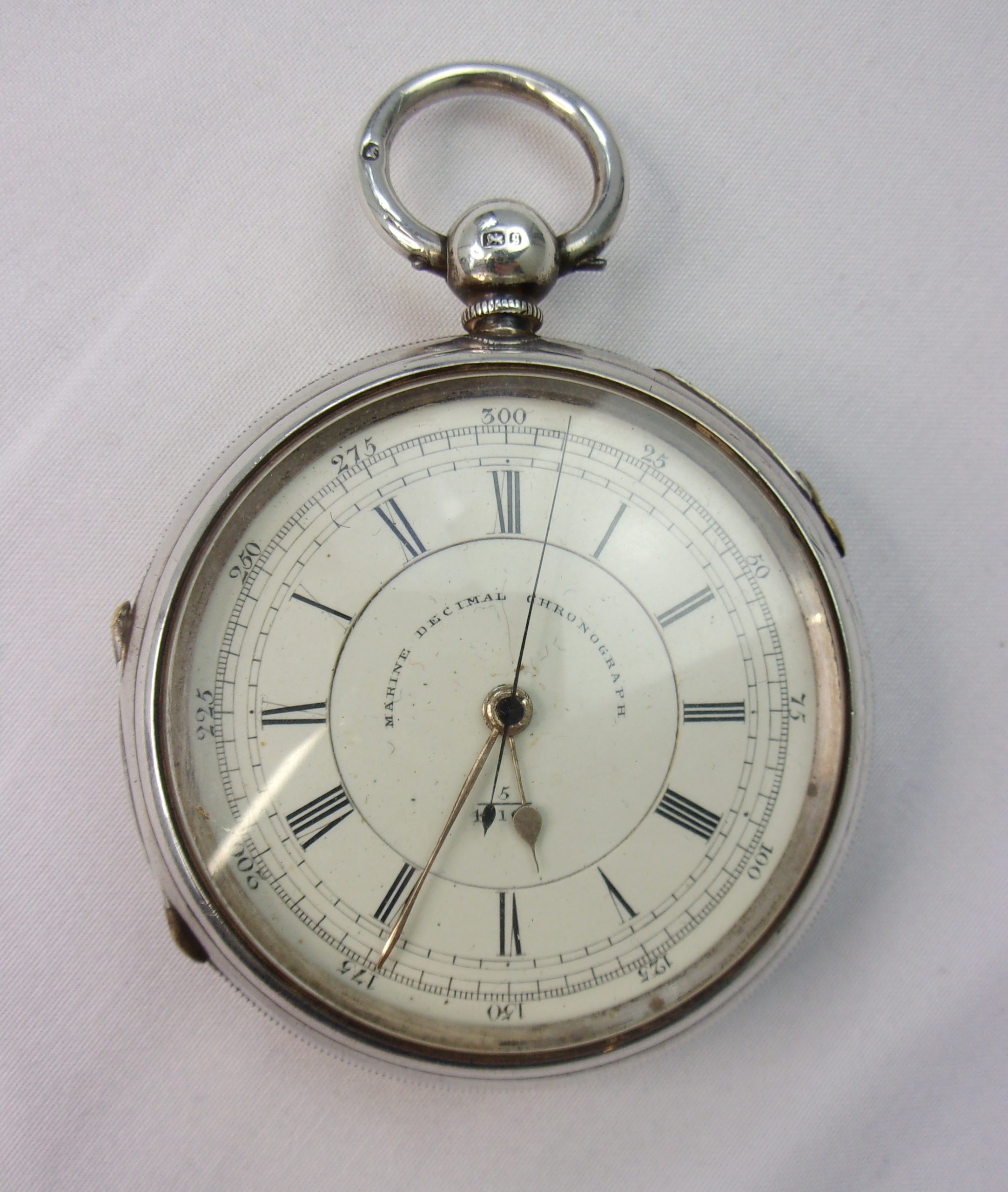Chester 1881 Sterling Silver Marine Decimal Chronograph Pocket Watch