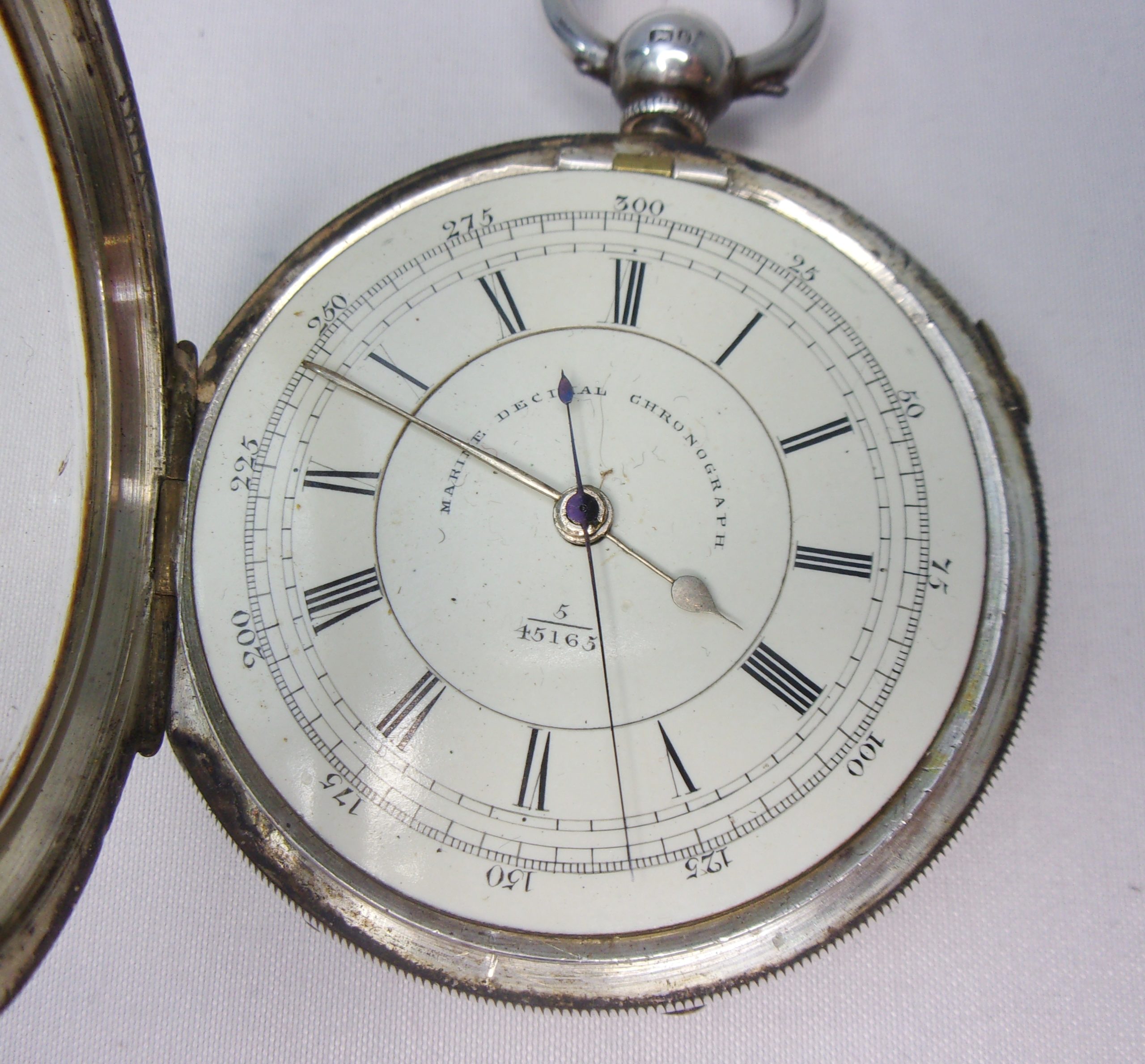 Chester 1881 Sterling Silver Marine Decimal Chronograph Pocket Watch - Image 2