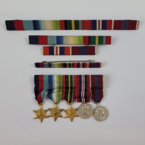 Set Of Five British WW2 Miniature Medals And Associated Medal Bars