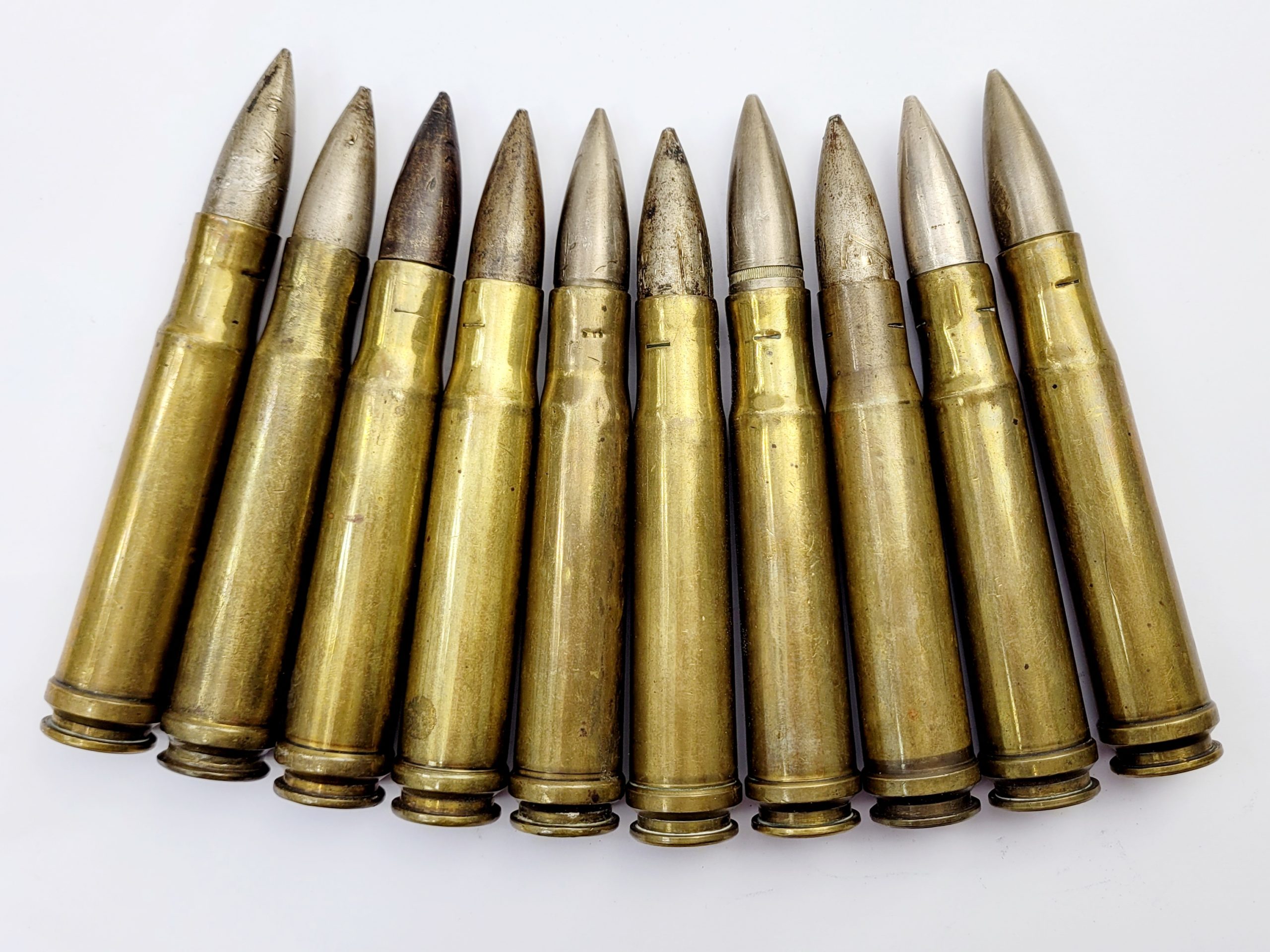 WW2 Era Two Clips of Five Anti Tank Rifle Rounds .55 Boys with Original Pouch and Spare Stripper Clip - Image 2