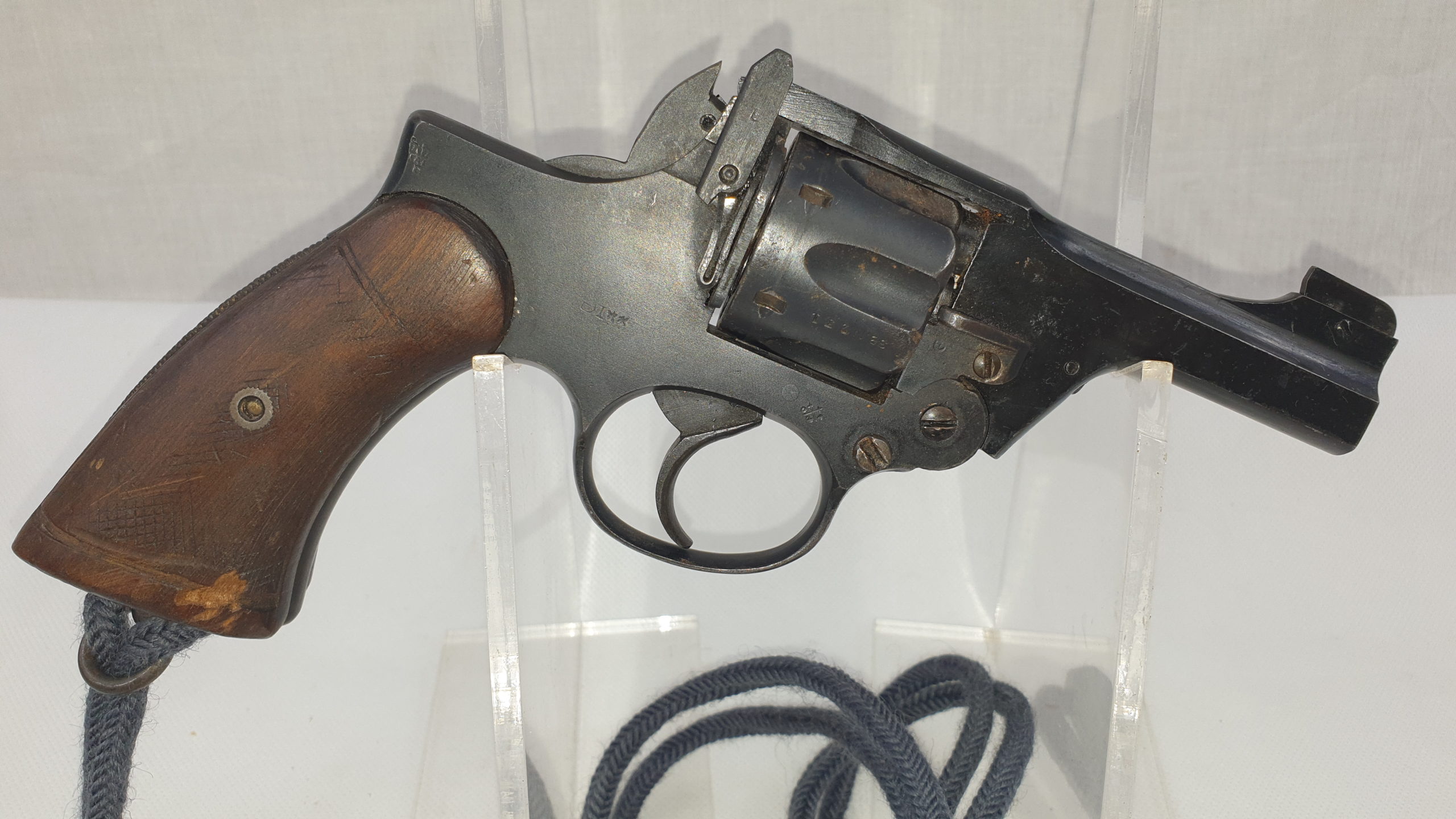 WW2 RAF Webley Conversion Revolver and Lanyard - Deactivated - Image 3