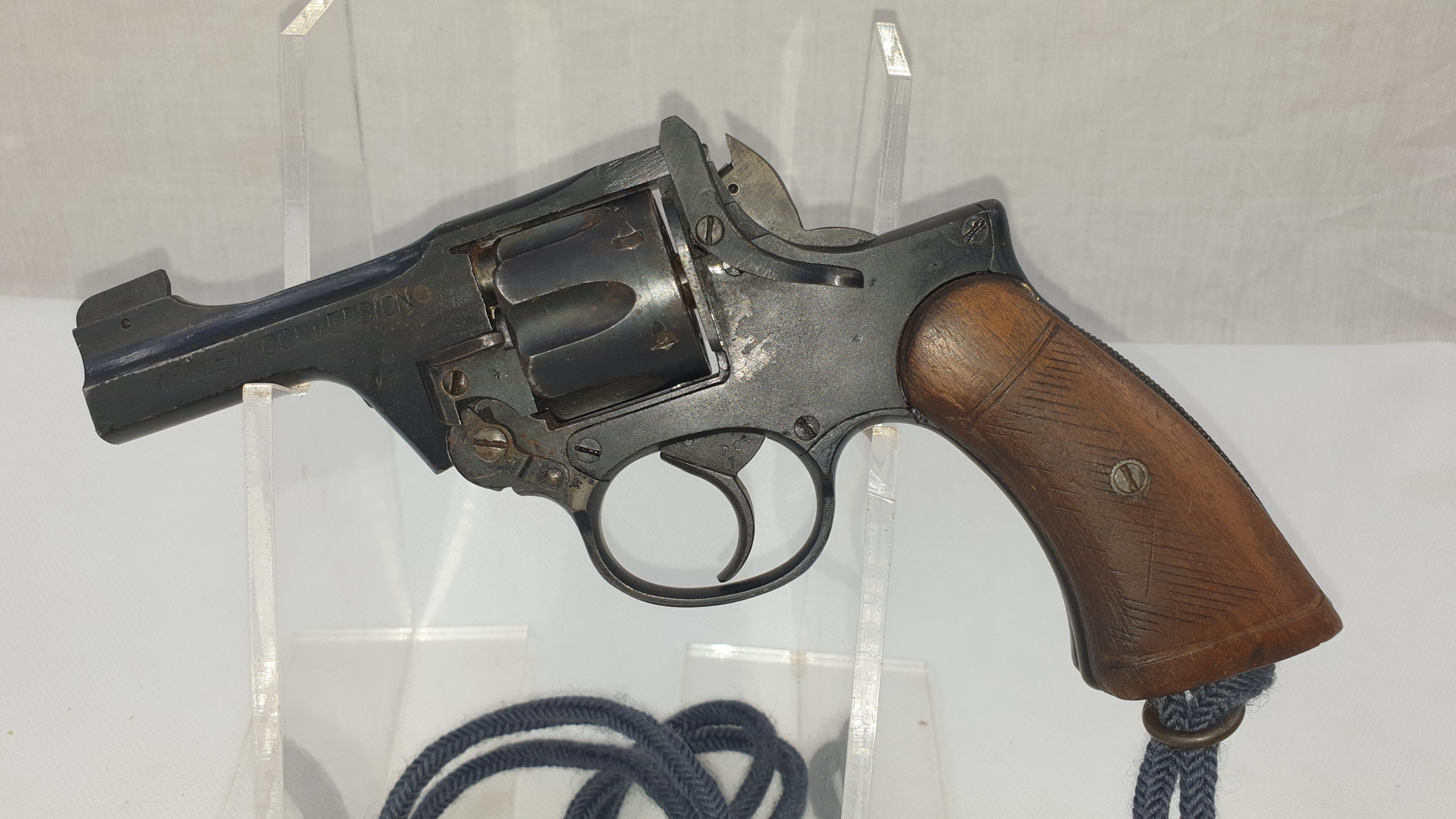 WW2 RAF Webley Conversion Revolver and Lanyard - Deactivated - Image 2