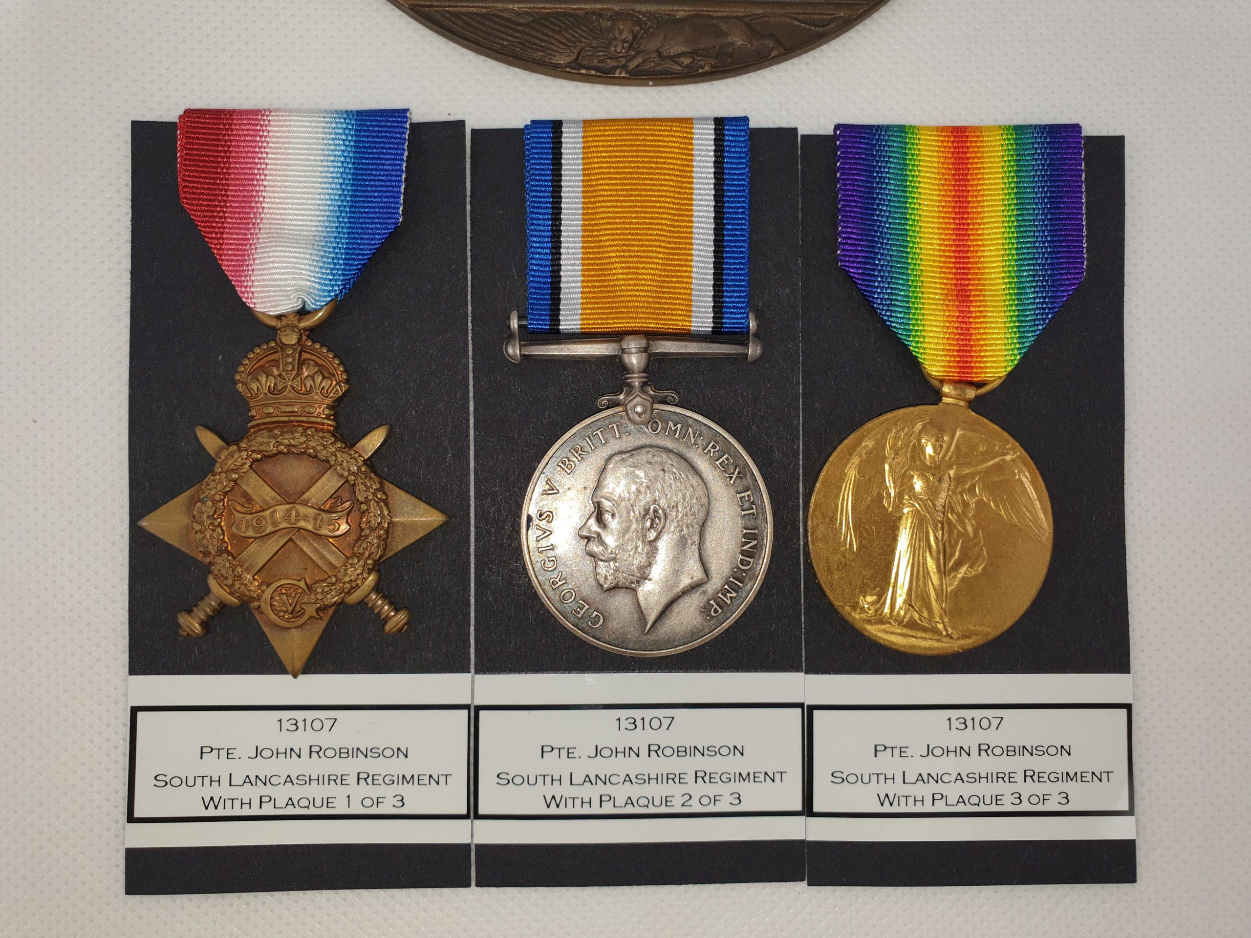 WW1 13107 Pte John Robinson South Lancashire Reg Casualty Trio & Death Penny - Image 6