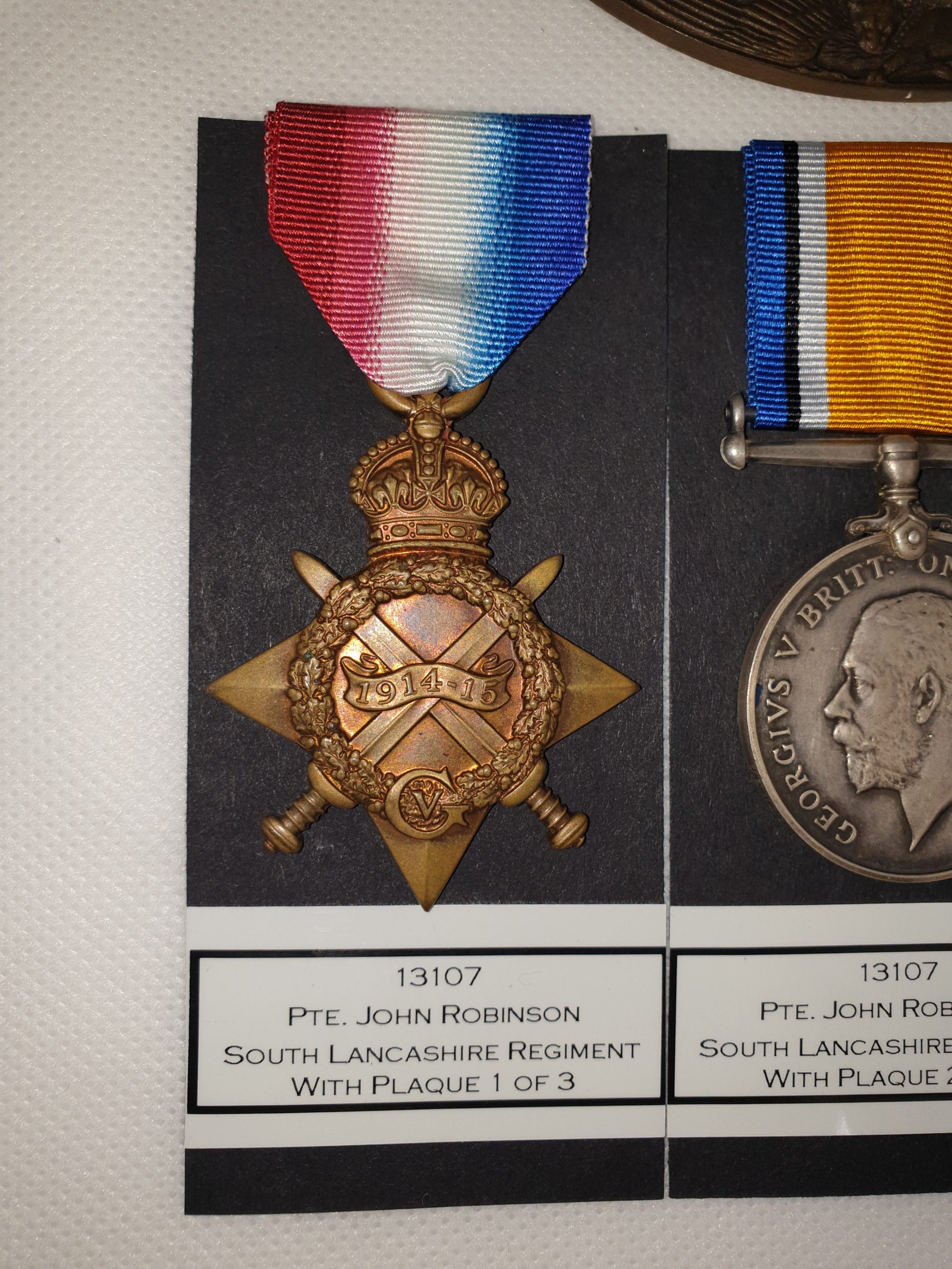 WW1 13107 Pte John Robinson South Lancashire Reg Casualty Trio & Death Penny - Image 2