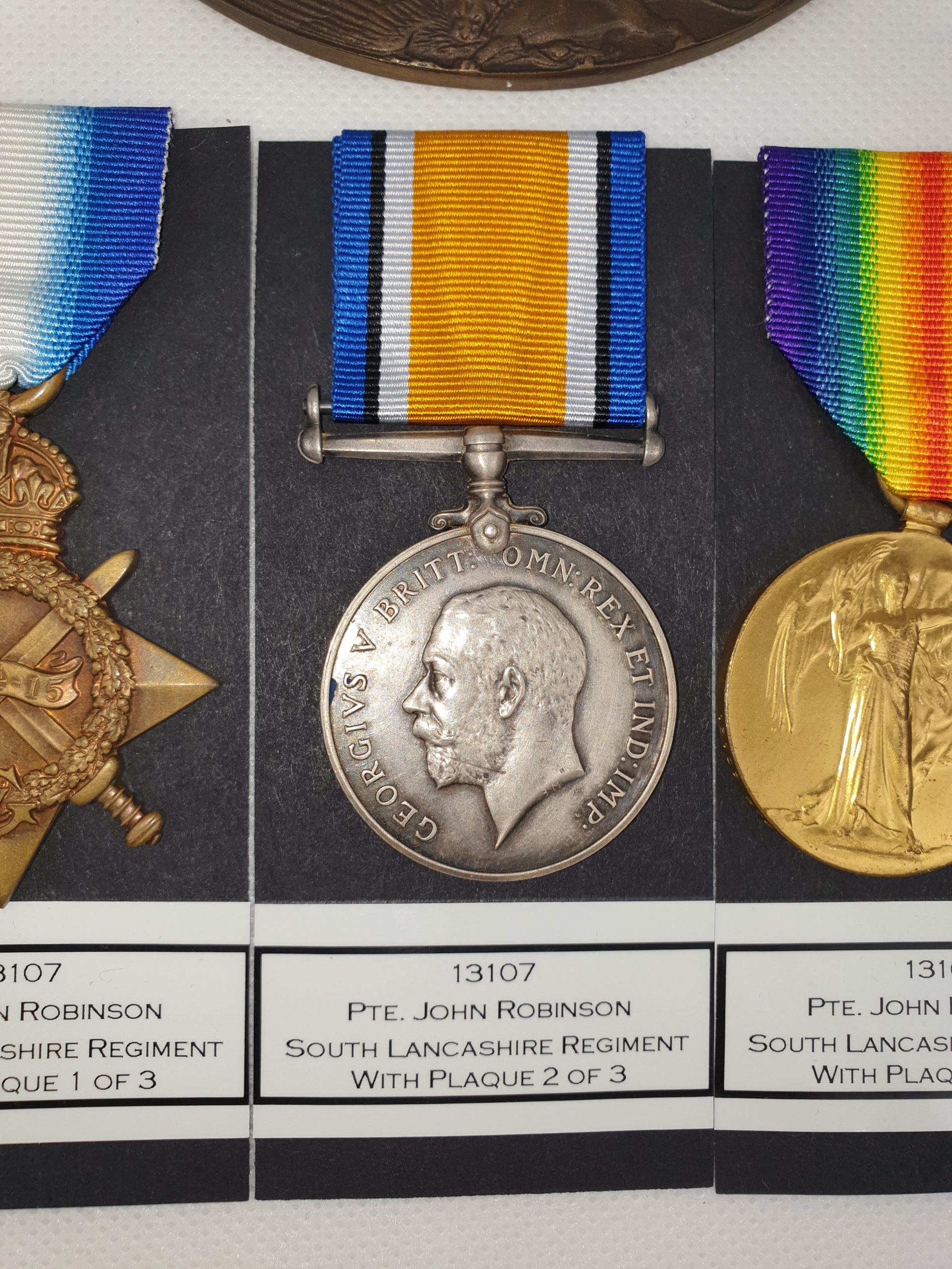 WW1 13107 Pte John Robinson South Lancashire Reg Casualty Trio & Death Penny - Image 3